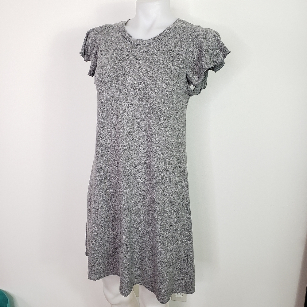 Gap short sleeve flutter sleeve dress gray marled